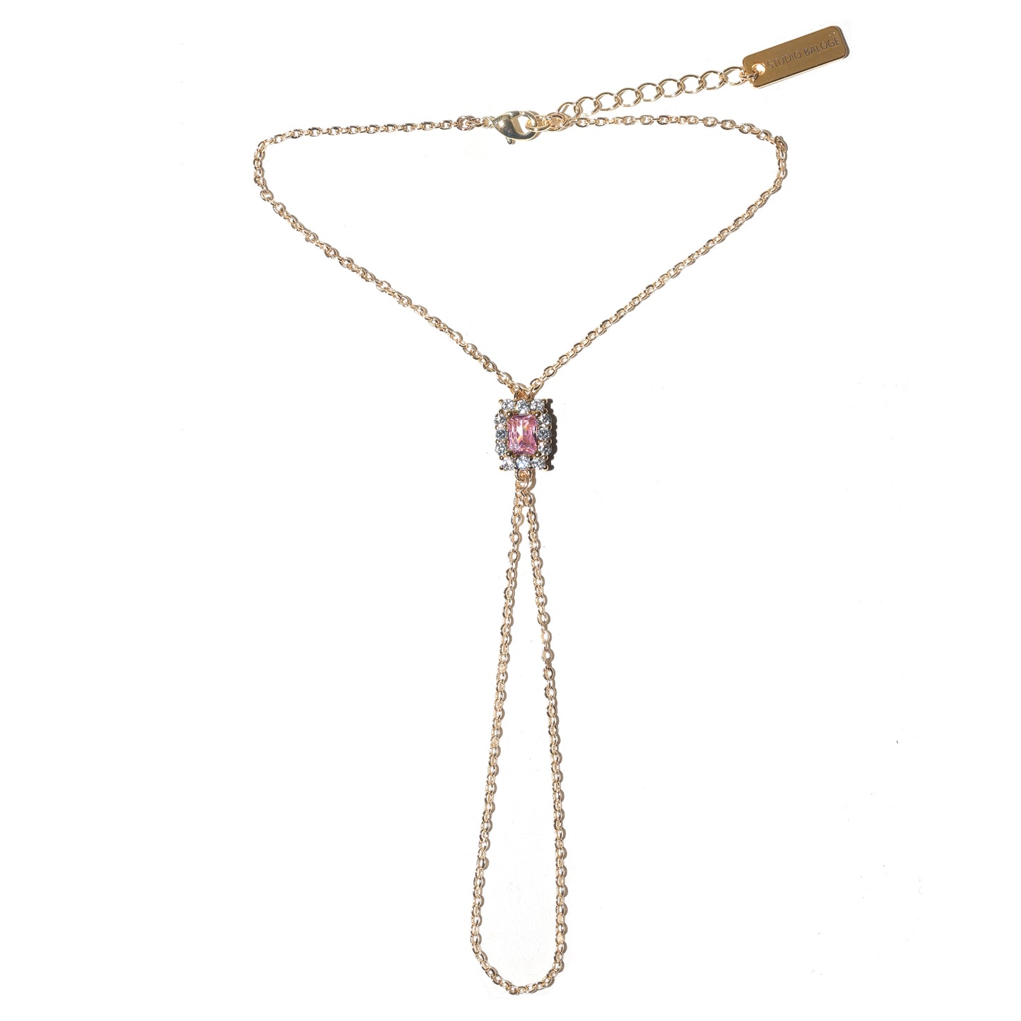Carré V-Line Hand Chain in Peridot Green