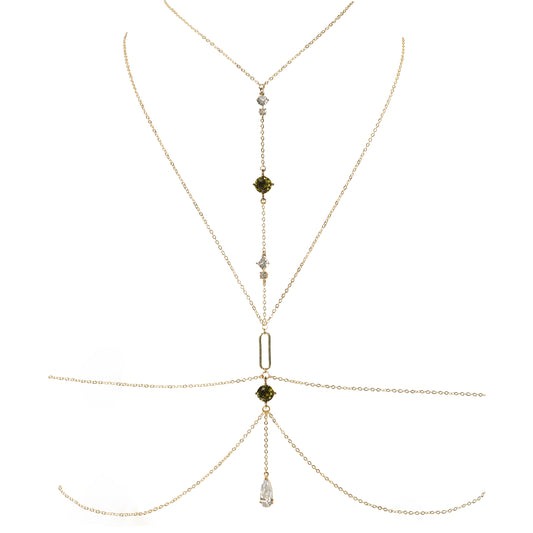 Lumina Drama Body Chain in Peridot Green