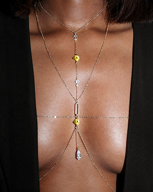 Lumina Drama Body Chain in Citrine Yellow