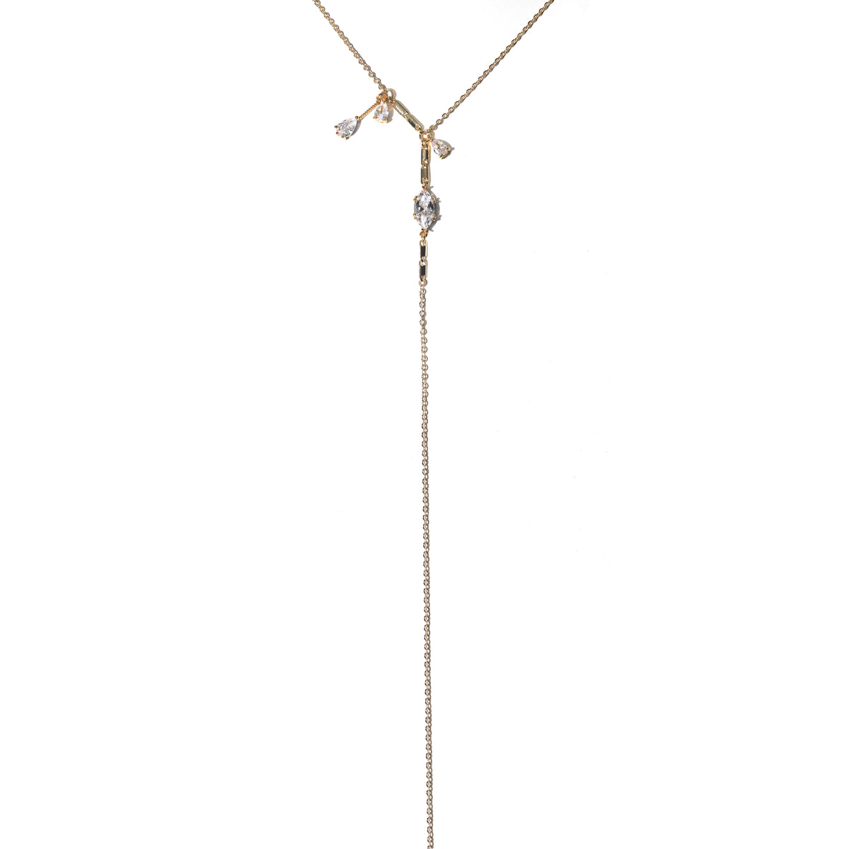 Navette Serti Lariat Necklace