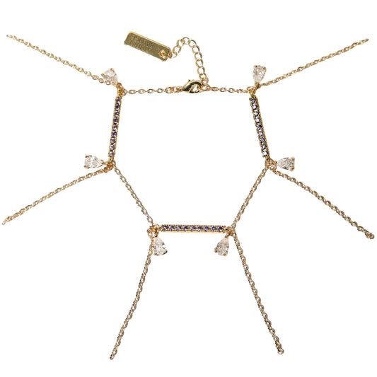 Studio Baloge Nuit Bracelet – gold-filled chain bracelet with suspended lavender crystal drops, handcrafted in New York.