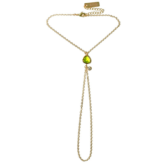 Point Hand Harness in 14k gold-filled chain with peridot gemstone drop