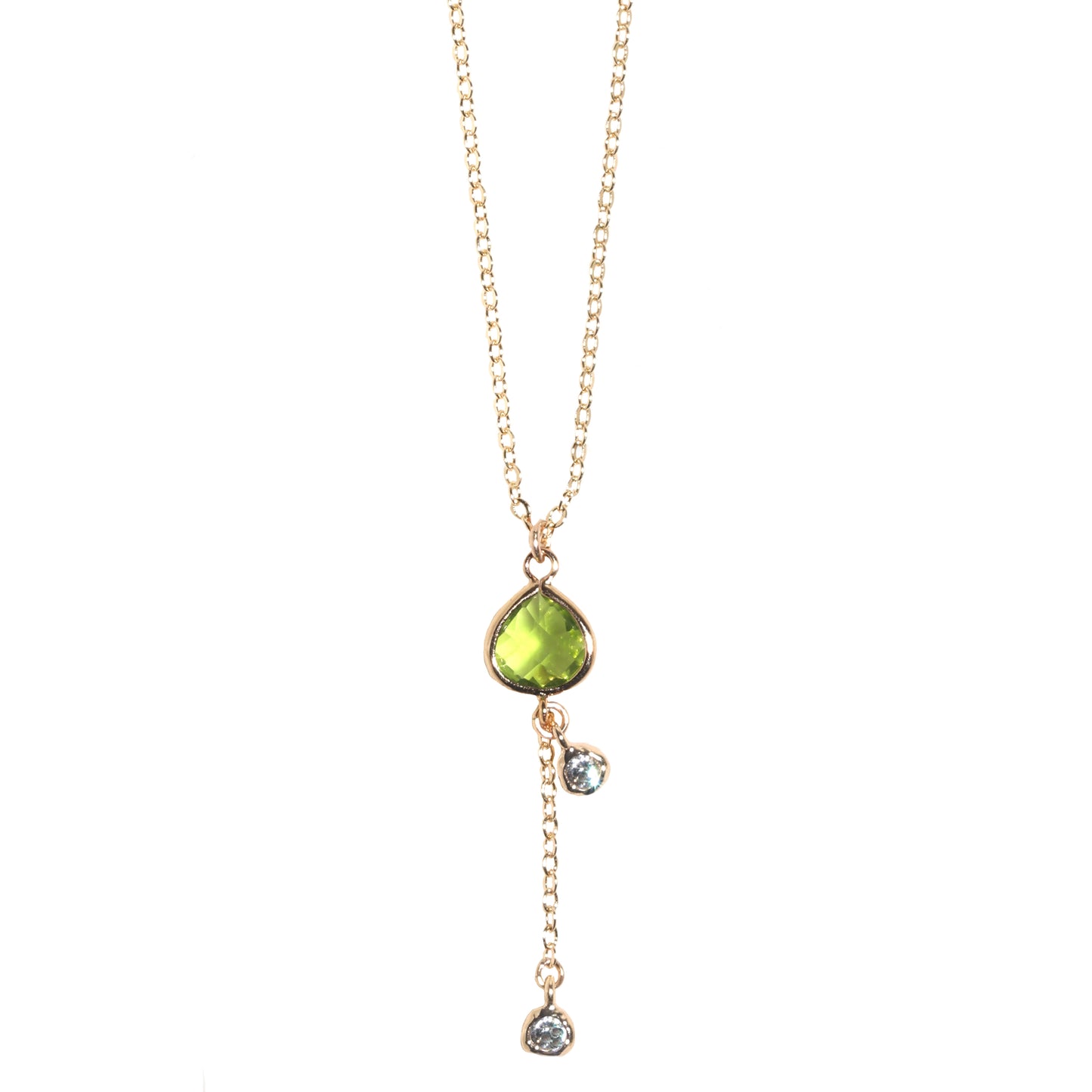 Point Necklace in Peridot Green