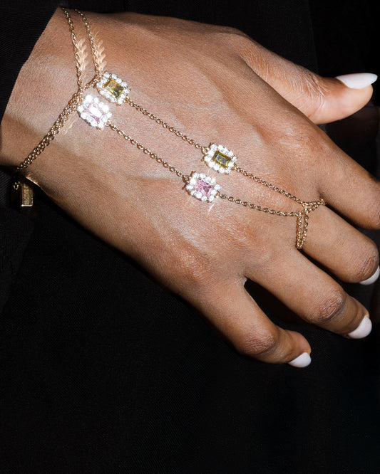 Carré Hand Chain in Peridot Green