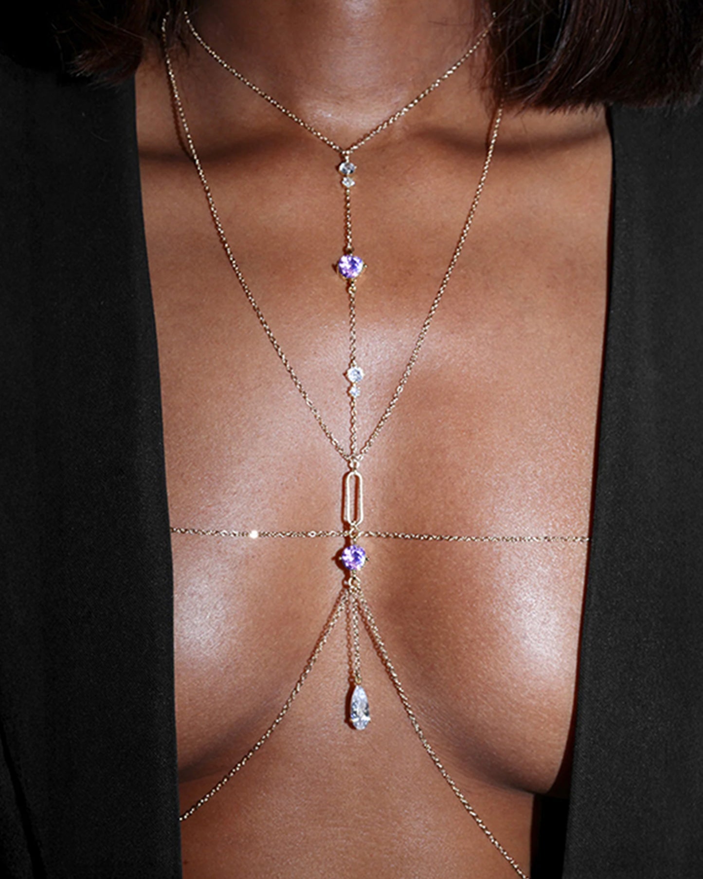 Lumina Drama Body Chain in Bright Pink