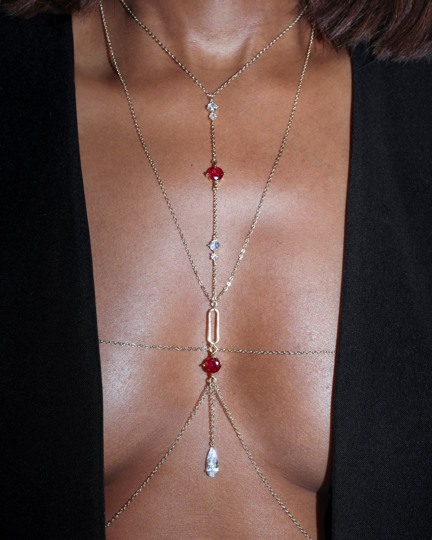 Lumina Drama Body Chain in Rouge Bordeau