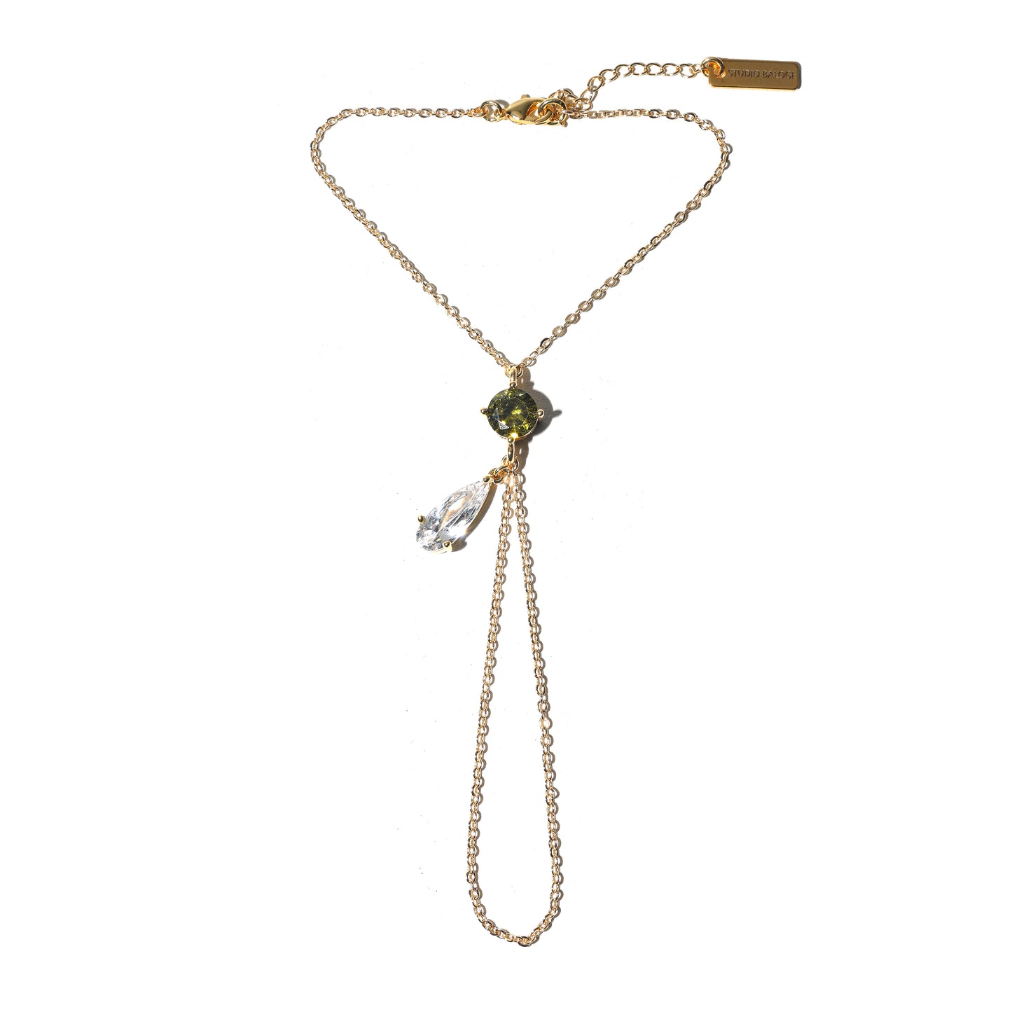 Lumina Hand Chain in Peridot Green