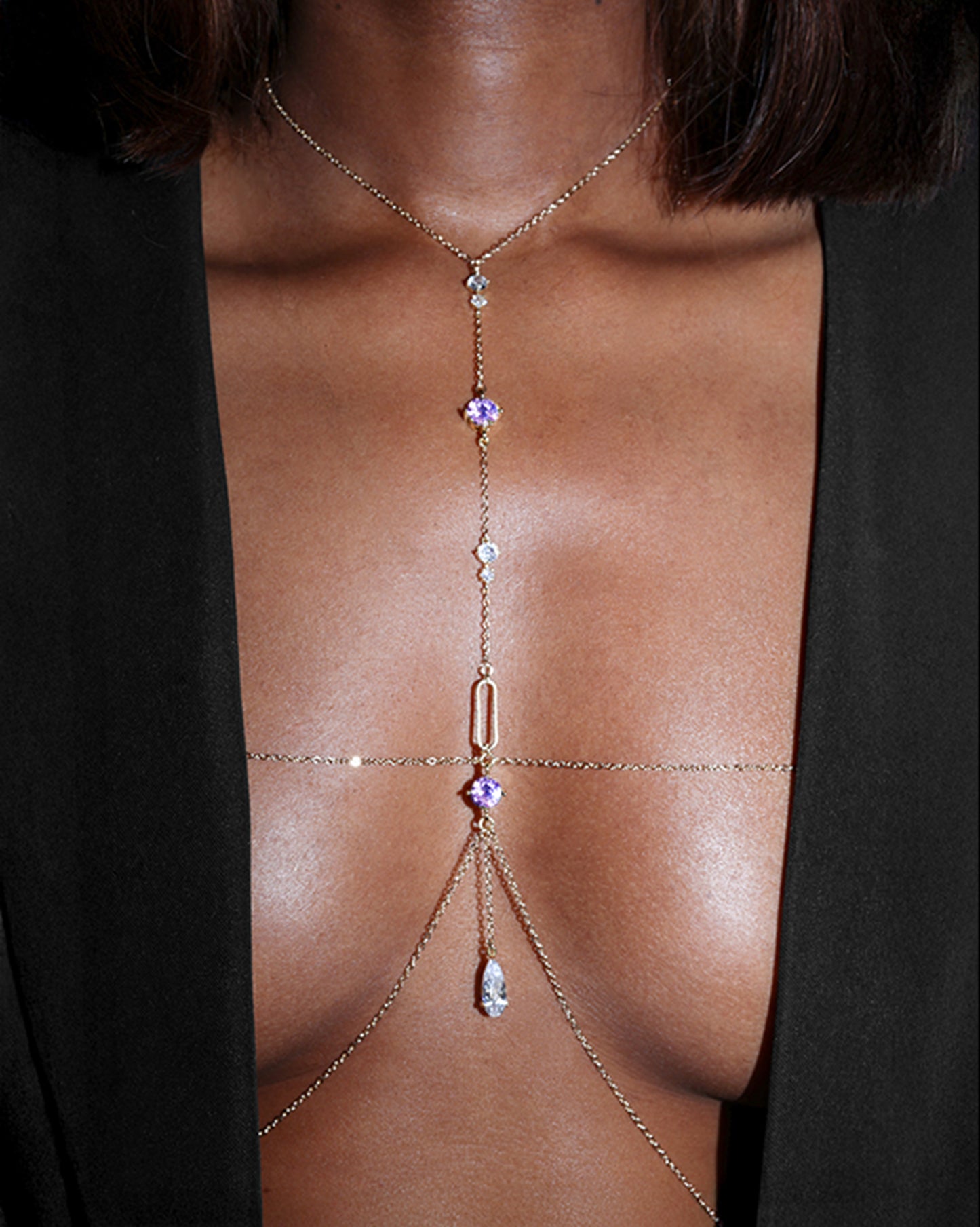 Lumina T-Line Body Chain in Bright Pink