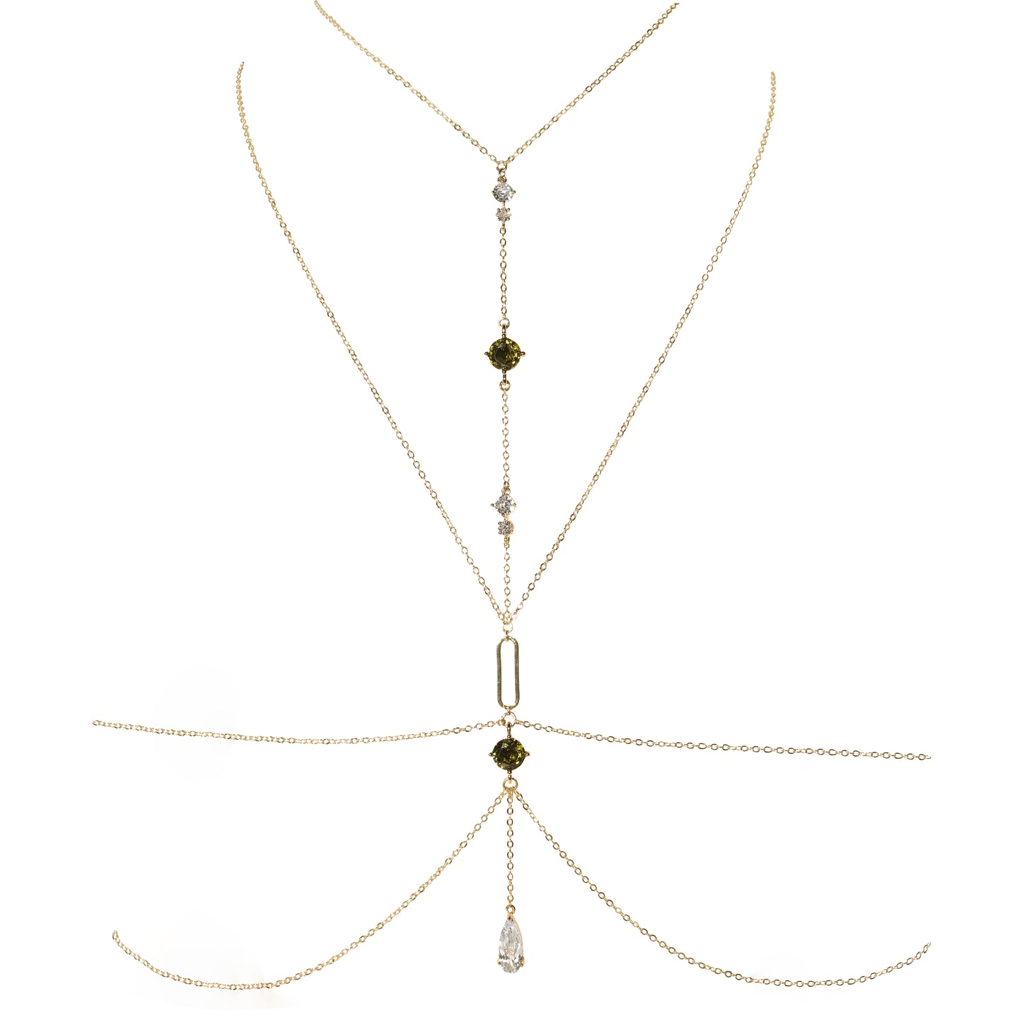 Lumina Drama Body Chain in Peridot Green