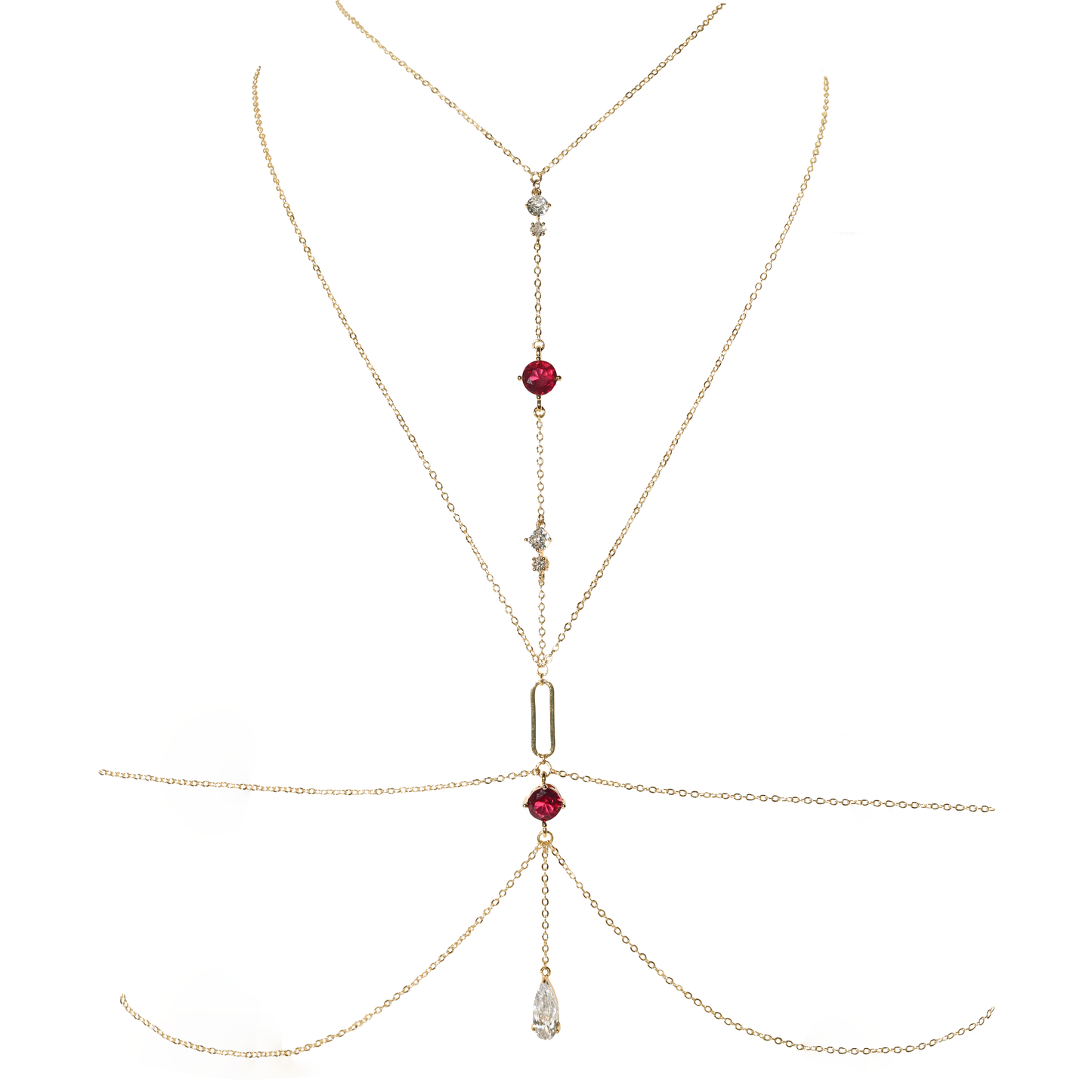 Lumina Drama Body Chain in Rouge Bordeau