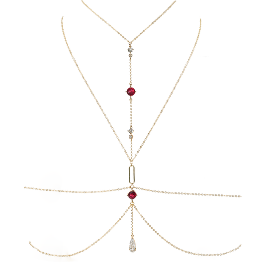 Lumina Drama Body Chain in Rouge Bordeau