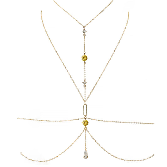 Lumina Drama Body Chain in Citrine Yellow