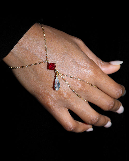 Lumina Hand Chain in Rouge Bordeau