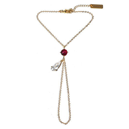 Lumina Hand Chain in Rouge Bordeau
