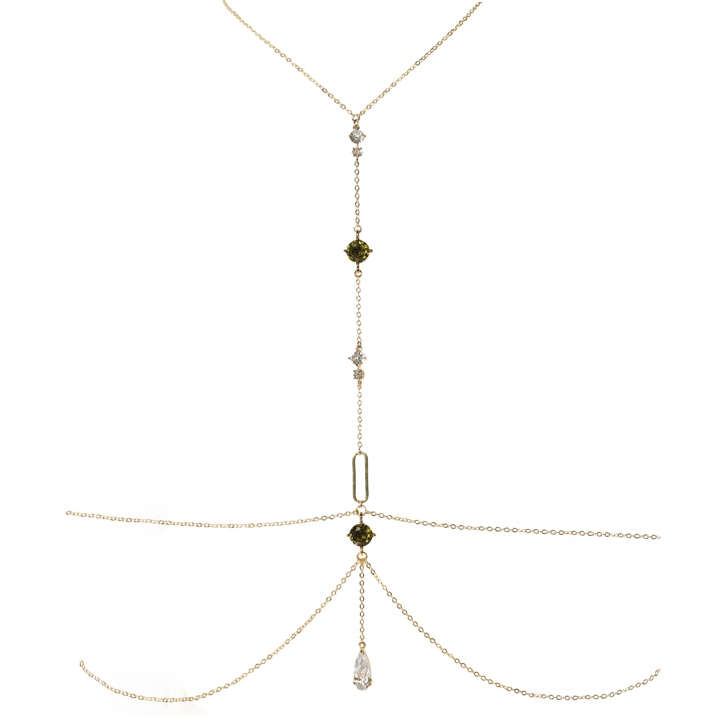 Lumina T-Line Body Chain in Peridot Green