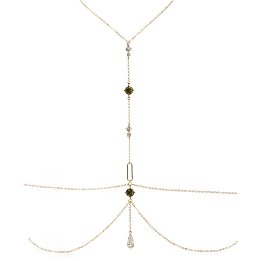 Lumina T-Line Body Chain in Peridot Green