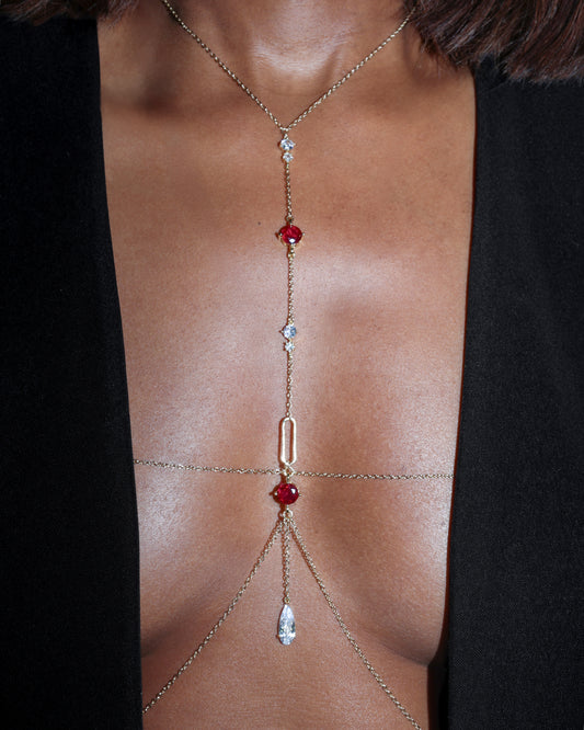 Lumina T-Line Body Chain in Rouge Bordeau