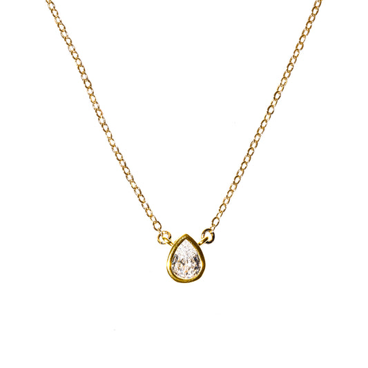 Suspendue Goutte Solitaire Necklace