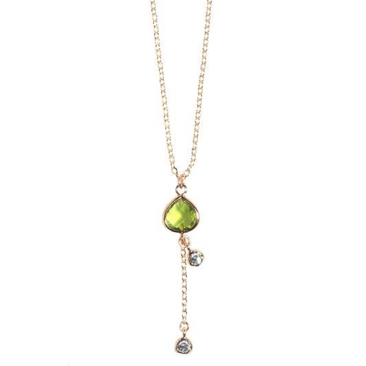 Point Necklace in Peridot Green
