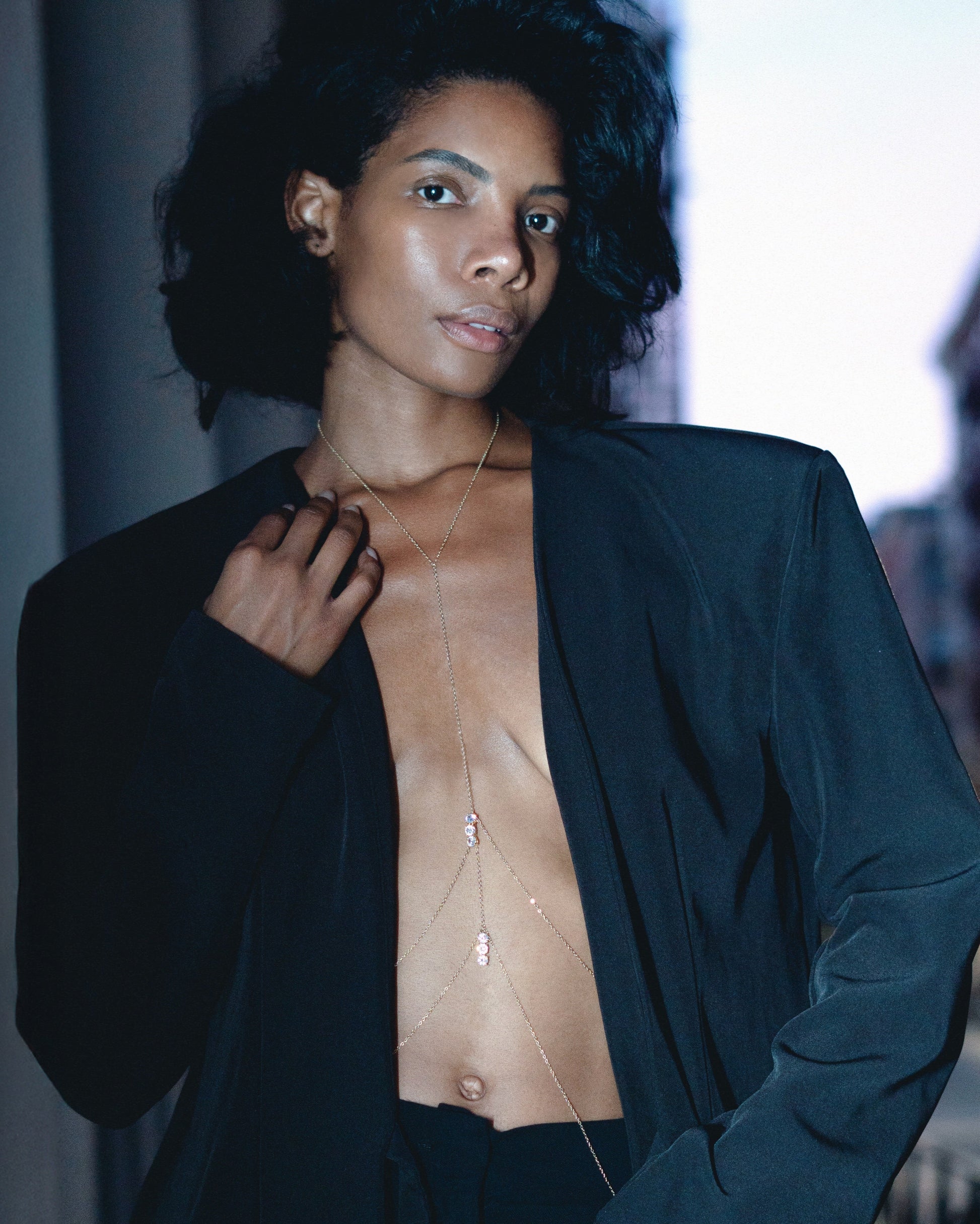 Woman wearing Studio Baloge Éclat Crystal Body Chan 